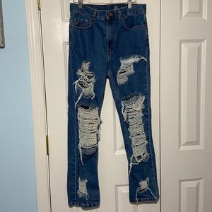 George jeans (tik tok) dark wash hand distressed